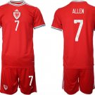 Wales #7 Allen Red Home Soccer Jersey Suit
