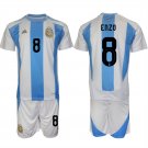 Men’s Argentina #8 Enzo White Blue 2024-25 Home Soccer Jersey