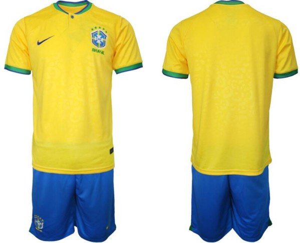 Men&acirc;��s Brazil Blank Yellow Home Soccer Jersey Suit