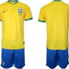 Men’s Brazil Blank Yellow Home Soccer Jersey Suit