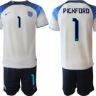 Men’s England #1 Pickford White Home Soccer Jersey Suit