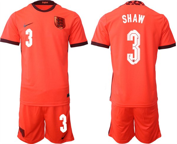 Men&acirc;��s England #3 Shaw Orange Away Soccer Jersey Suit
