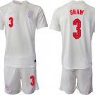 Men’s England #3 Shaw White Home Soccer Jersey Suit 1