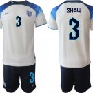 Men’s England #3 Shaw White Home Soccer Jersey Suit