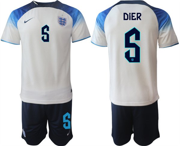 Men&acirc;��s England #5 Dier White Home Soccer Jersey Suit