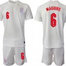 Men’s England #6 Maguire White Home Soccer Jersey Suit 1