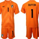 Men’s Italy #1 Buffon Orange Goalkeeper Soccer Jersey Suit