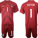 Men’s Italy #1 Buffon Red Goalkeeper Soccer Jersey Suit