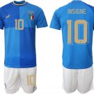 Men’s Italy #10 Insigne Blue Home Soccer Jersey Suit
