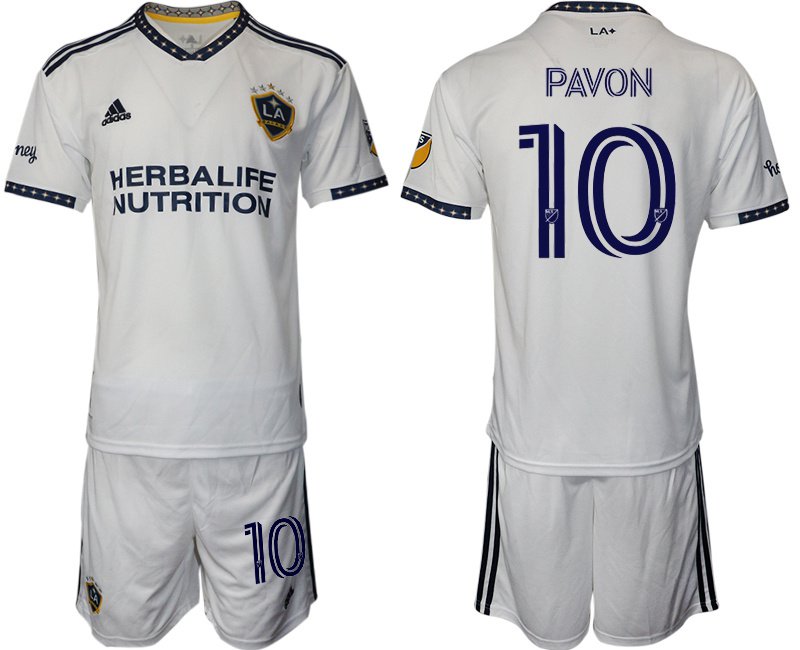 Men&acirc;��s LA Galaxy #10 Pav&Atilde;&sup3;n White Home Soccer Jersey Suit