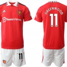 Men’s Manchester United #11 Greenwoond 22 23 Red Home Soccer Jersey Suit