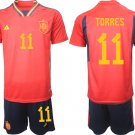 Men’s Spain #11 Torres Red Home Soccer Jersey Suit