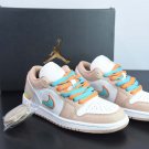 Jordan 1 Low Beige With Blue & Orange Swoosh