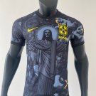 Men's Brazilian black and gray special edition player edition football jersey 24-25