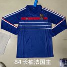 Retro 84 france home blue long sleeves soccer jersey