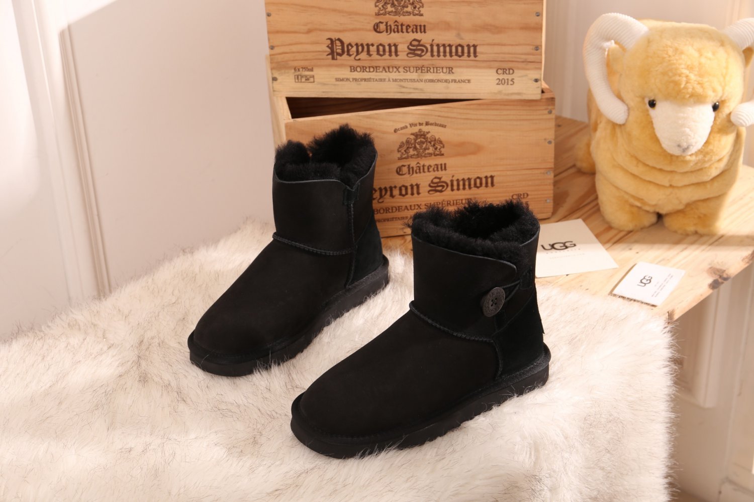 Women's UGG Mini Bailey Button Boot Black 1016422 35-40