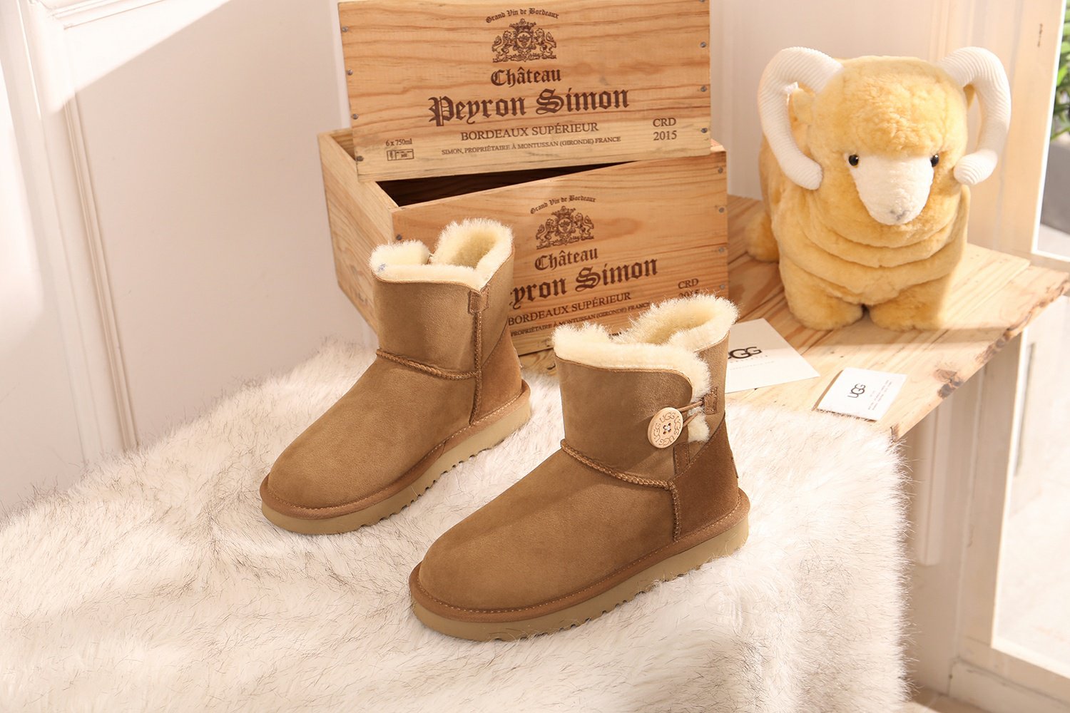Women's UGG Mini Bailey Button Boot Chestnut 1016422 35-40