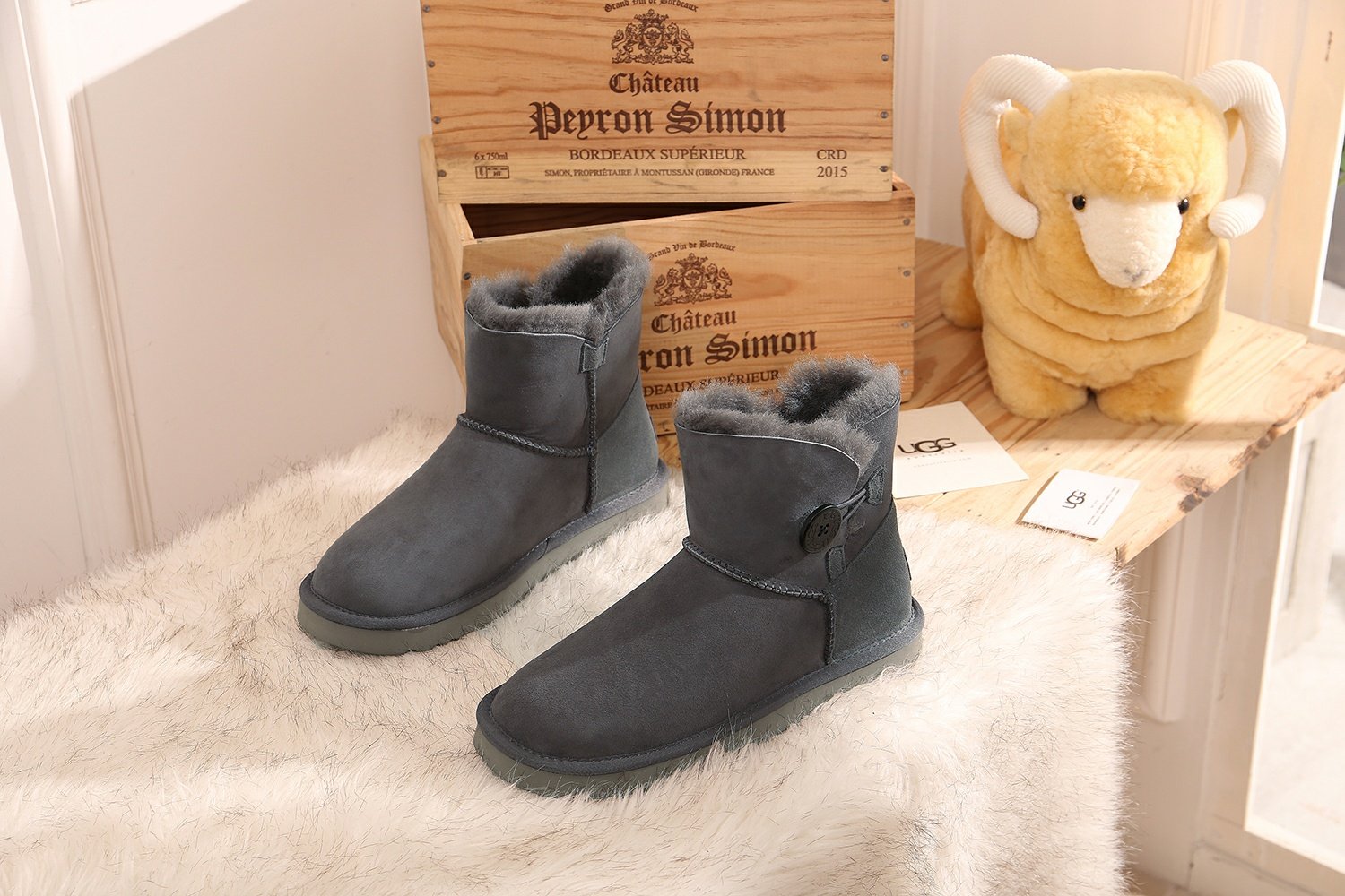 Women's UGG Mini Bailey Button II Grey 1016422 35-40