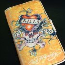 Soft Flip Leather Case Cover for Apple iPhone 3G 3GS Cream with Skull & Heart