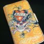 Soft Flip Leather Case Cover for Apple iPhone 3G 3GS Cream with Skull & Heart