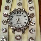 Crystal Studded Wrap Watch - White NEW