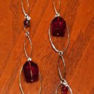 Acrylic Jewel Oval Chain Necklace & Earrings - Red NEW