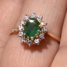 Diamond RING 585/14k gold 12x Diamond 0,51ct emerald 0,82ct, خاتم الماس بالزمرد