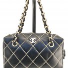 Authentic NWT Chanel Quilted CC Double Chain Leather Bag - Black
