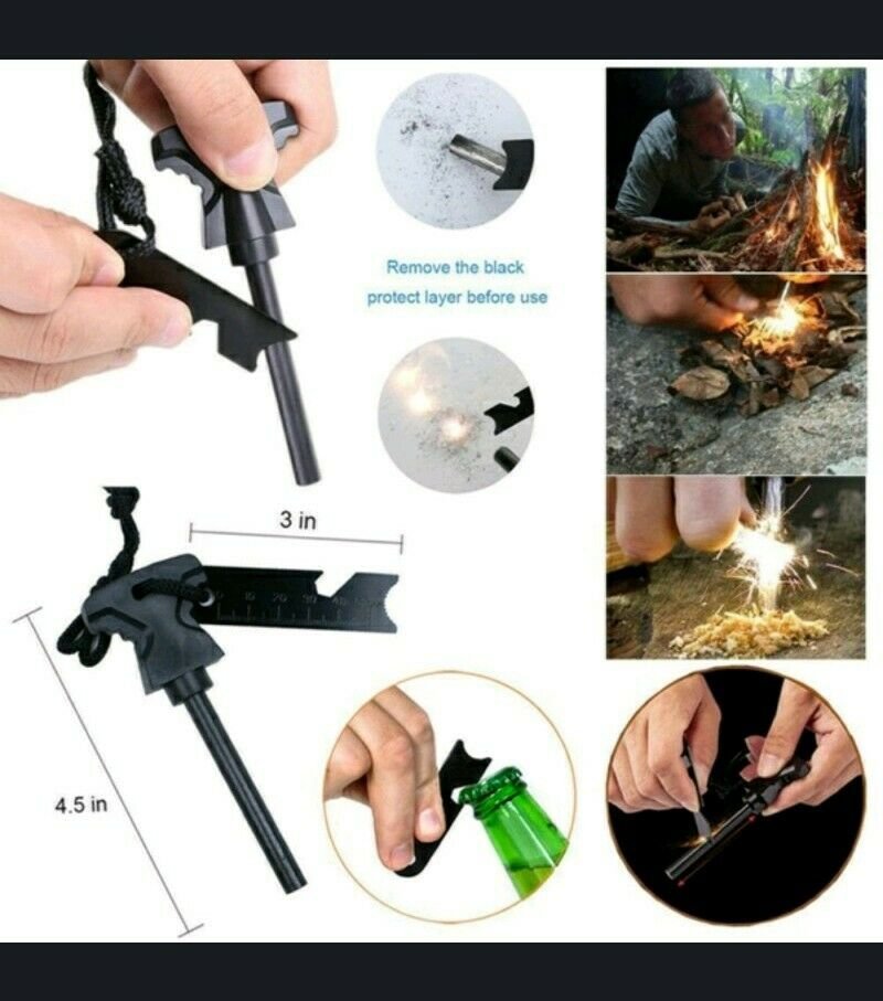 Emergency Outdoor Survival Flint Striker & Whistle