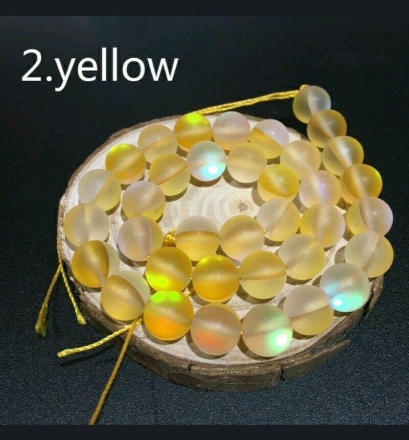 6mm Yellow Dull Frosted Crystal Beads. 58/15" Strand