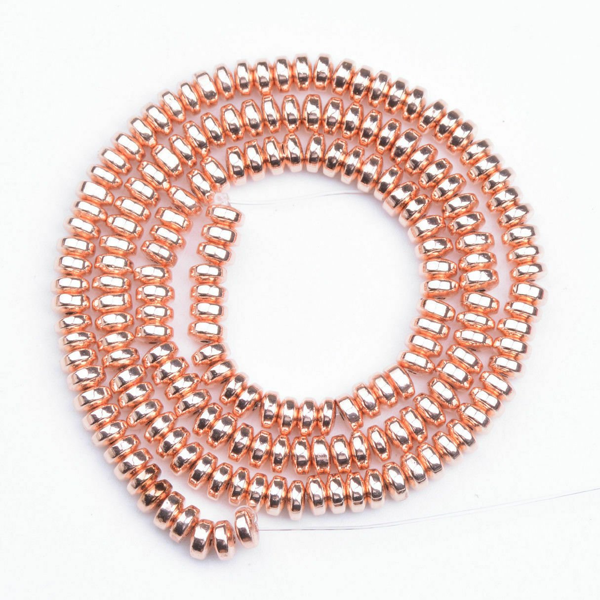 Rose Gold Plated Hematite Rondelle Loose Spacer Beads 8mm 15"