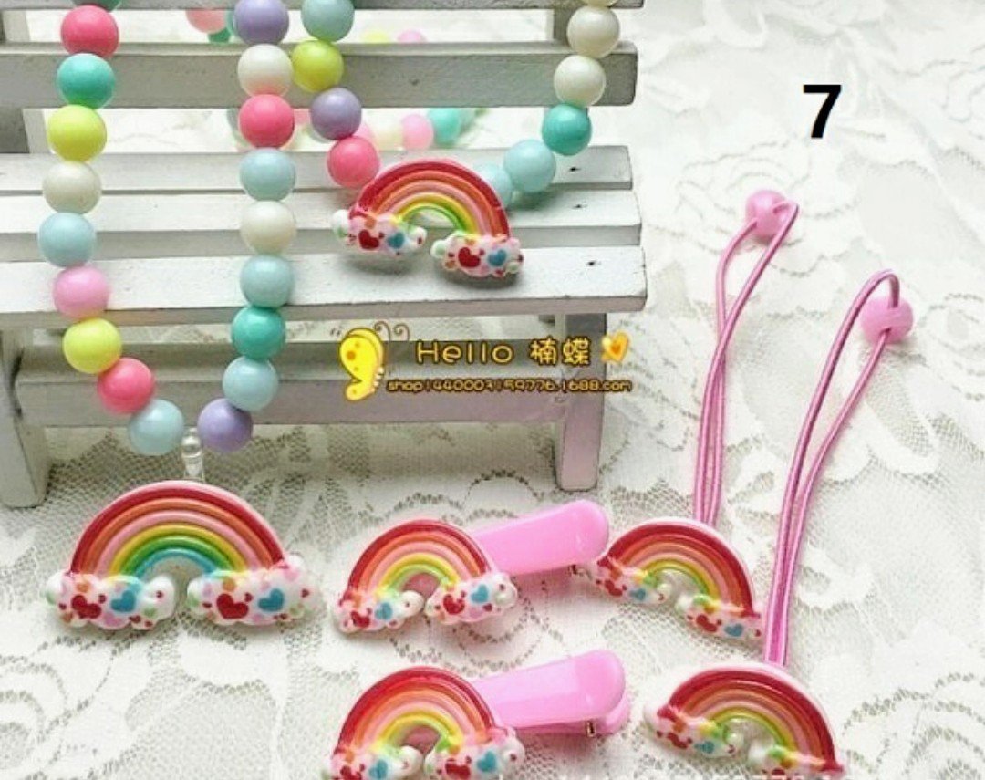 Rainbow Jewelry Set with Hair Assessaries