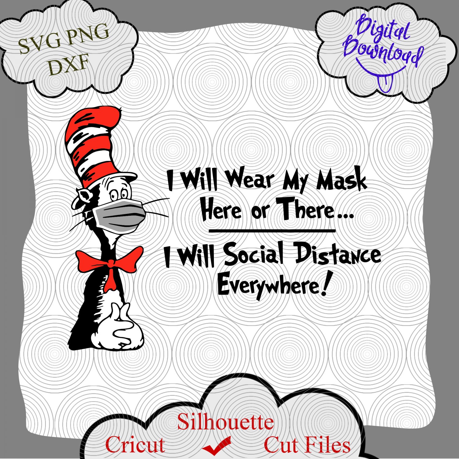 Cat in the hat mask svg, Cat in hat svg, face mask svg, Inspired ...