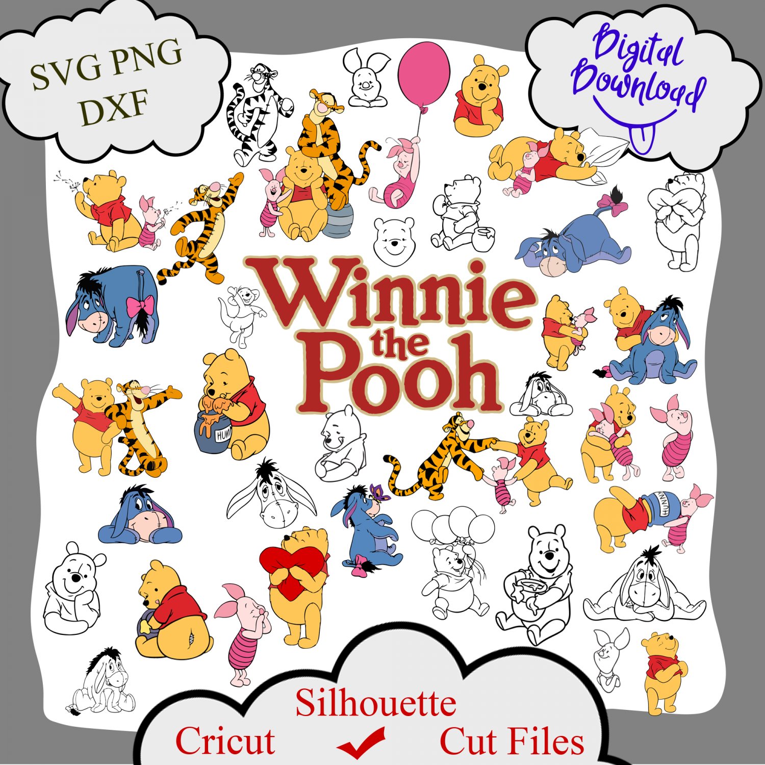 Winnie The Pooh SVG, Winnie Bundle SVG, Disney SVG, Winnie Cricut, Winnie Silhouette