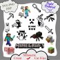 Minecraft Bundle, Steve Pig Creeper Spider Stencil Be mine svg, Bark svg, Digital Download