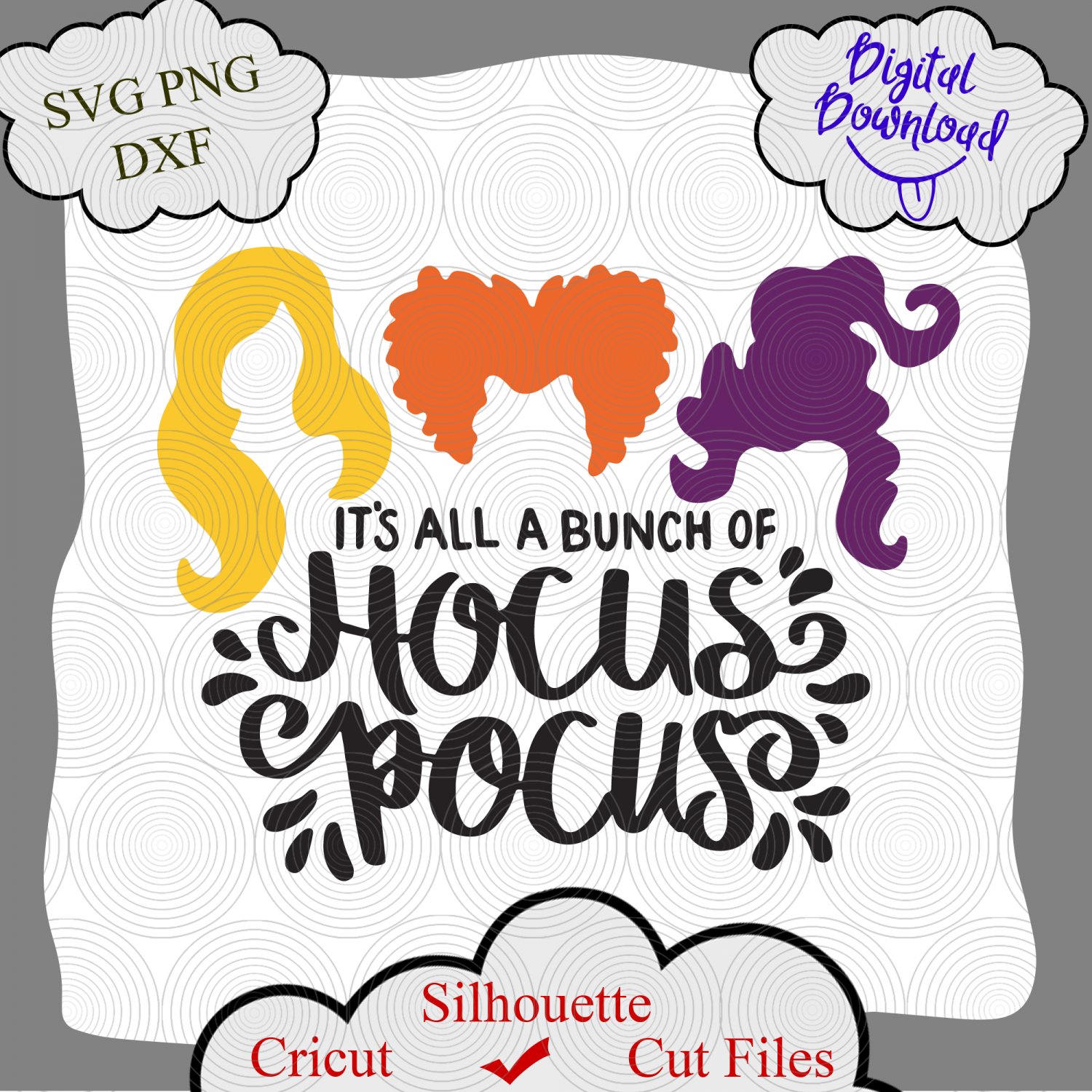 Hocus Pocus SVG | Sanderson Sisters SVG | Witches Hair Cute Halloween SVG Hocus Pocus