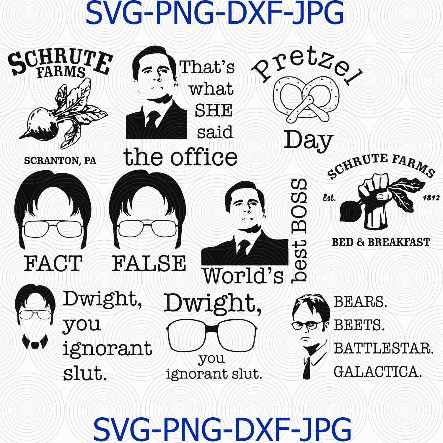 The Office Bundle, High Resol 300dpi SVG, DXF, PNG, Studio Silhouette Designer, Digital