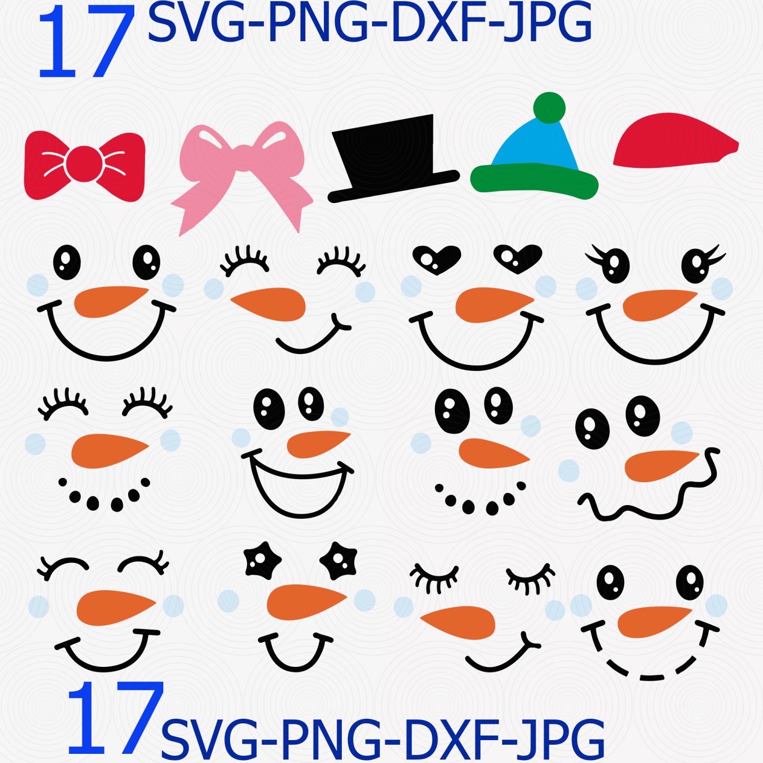 Snowman Faces Svg bundle, Christmas Snowman svg, Christmas Clip Art, Snowboy SVG, Winter svg