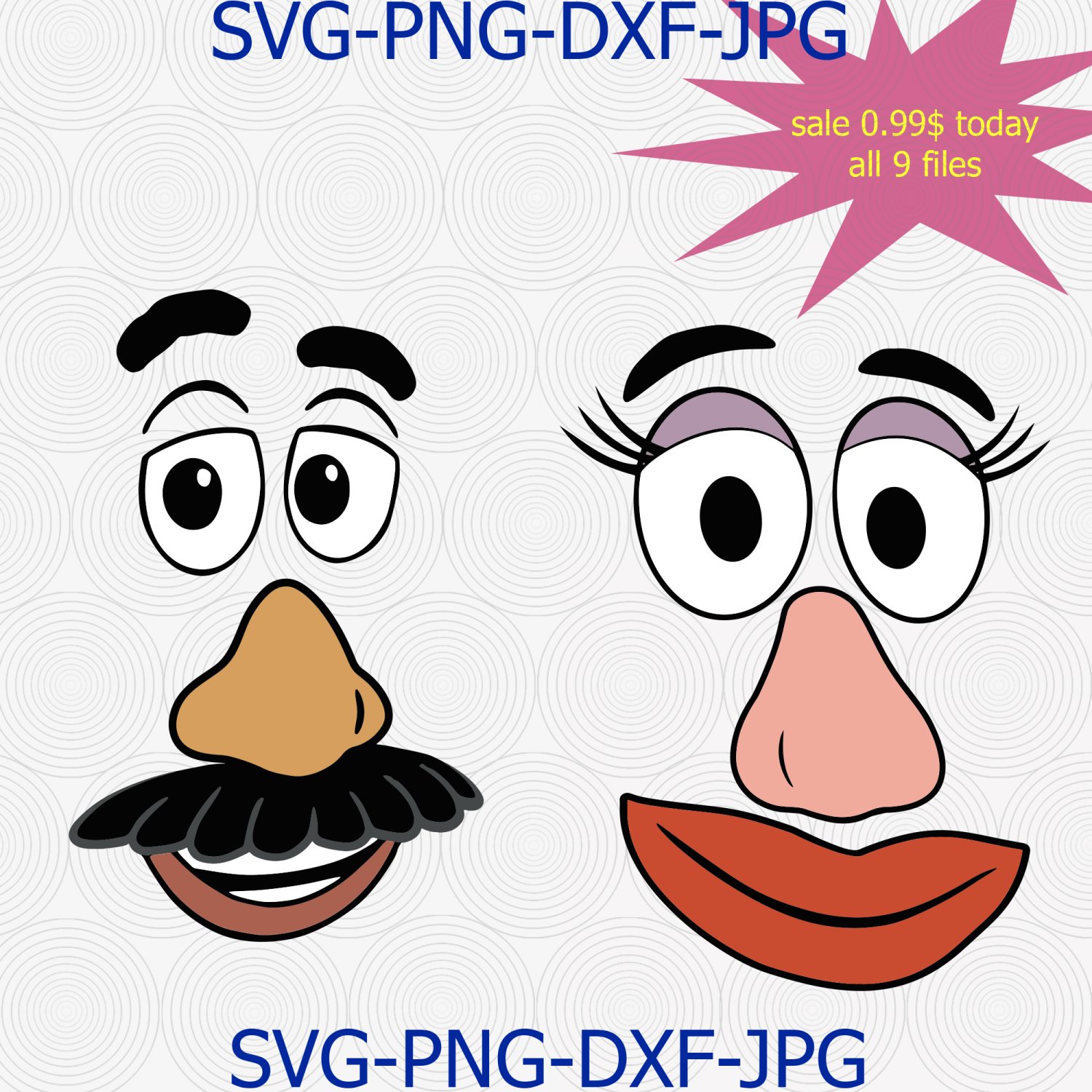 Mr and Mrs Potato Head Faces svg, Mrs Potato svg, Mrs Potato Head Faces shirt Digital Files