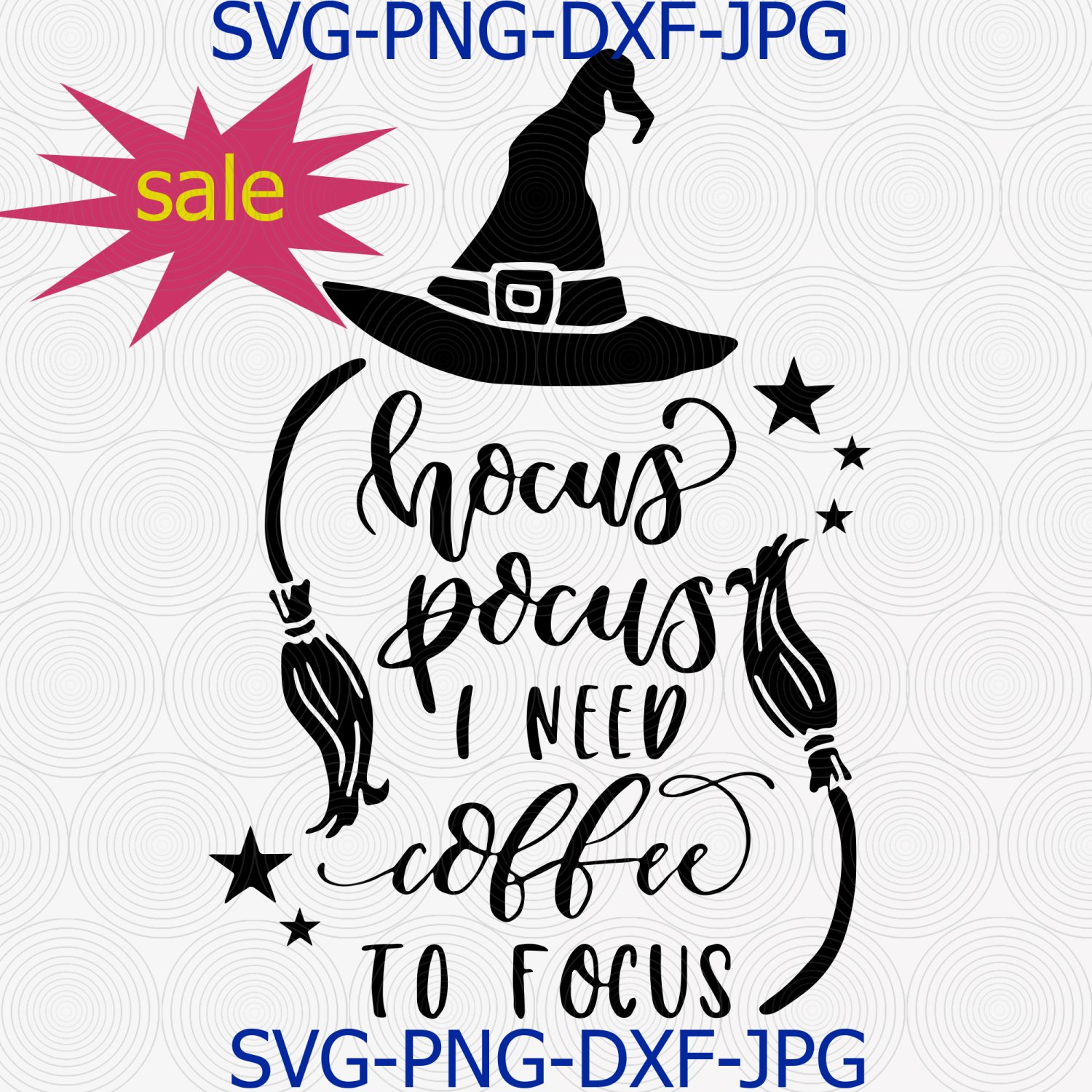 Hocus pocus I need coffee to focus svg, Halloween svg, Coffee svg, Witch svg, Broom svg, Quote svg