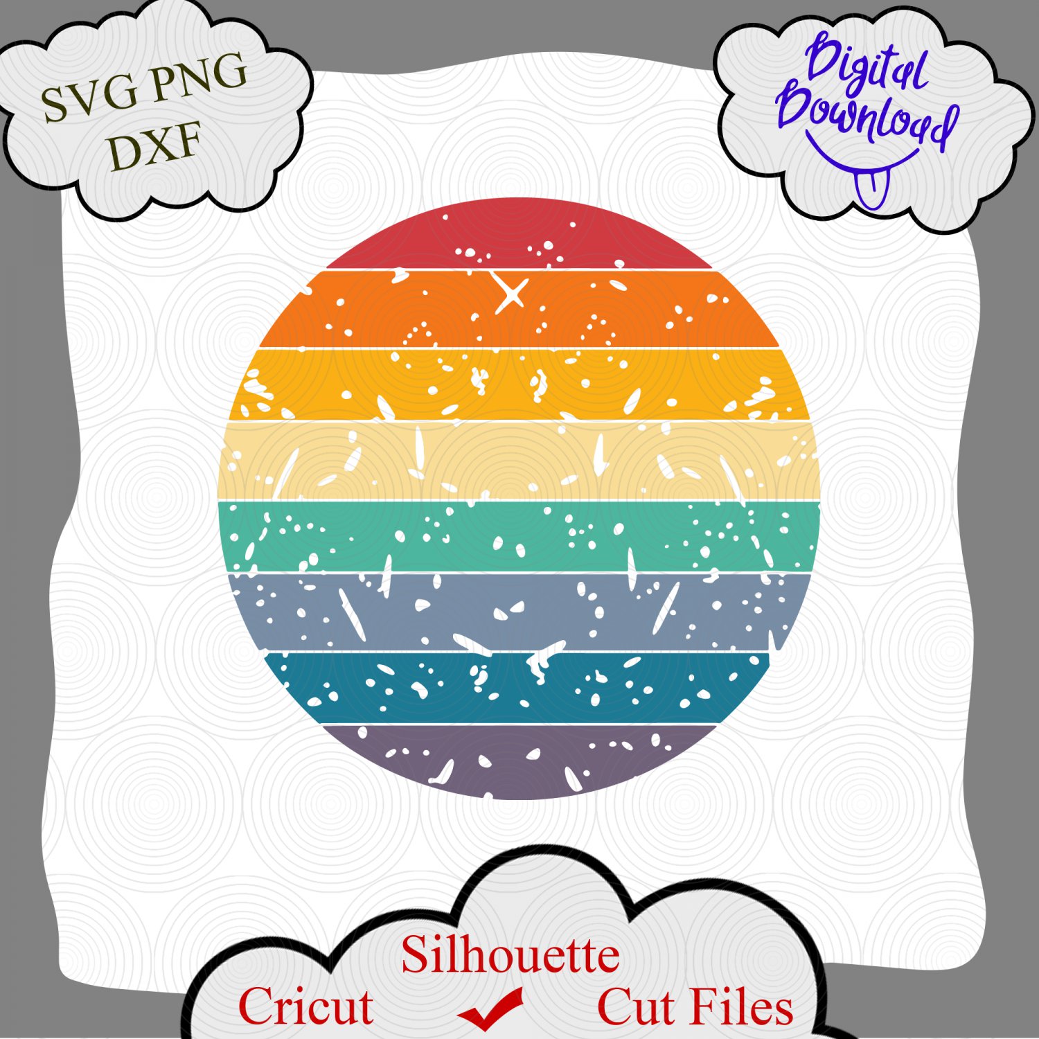 Retro circle svg, customize Retro sunset svg, retro sun svg, sunset svg, summer svg