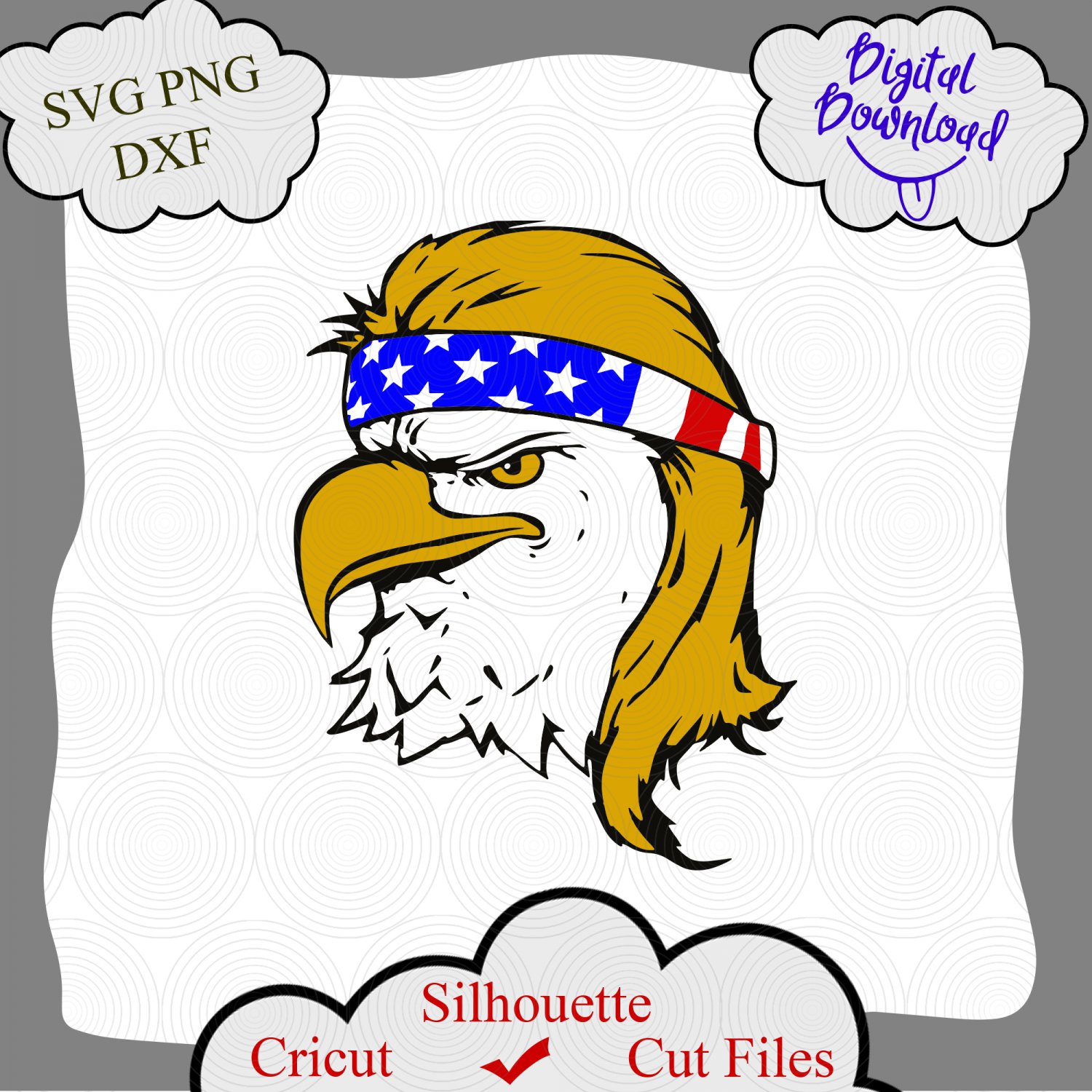 Bald Eagle with Mullet SVG, 4th of july svg, Redneck Eagle, Merica, 4th of july, independence day