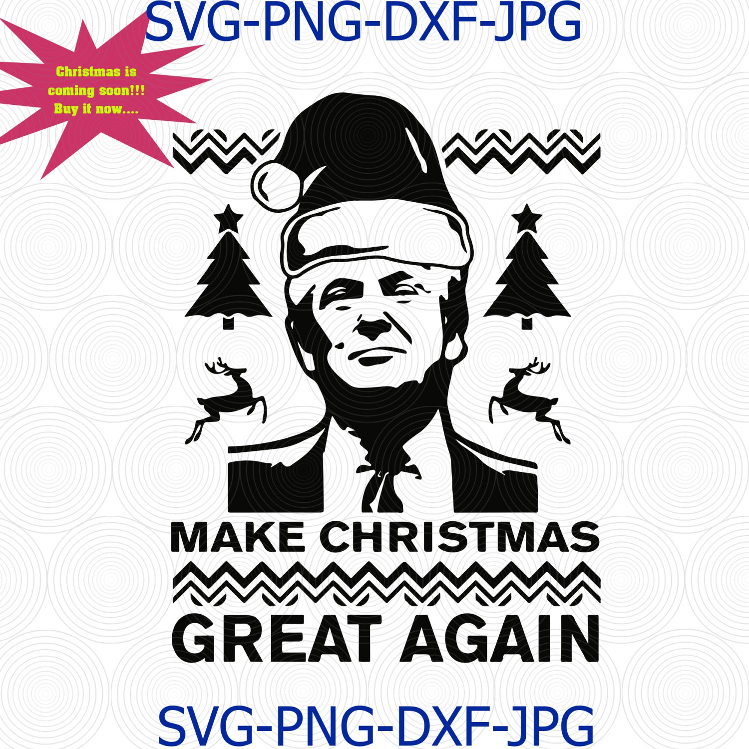 Trump Make Christmas Great Again, Funny Trump Santa Claus, Red Hat Ugly Sweater, SVG, PNG