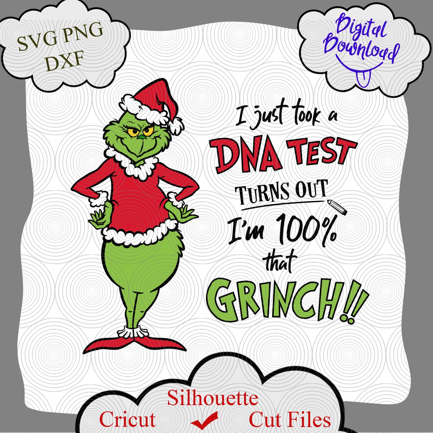 I just took a DNA test turns out I'm 100% that Grinch, christmas svg, funny christmas