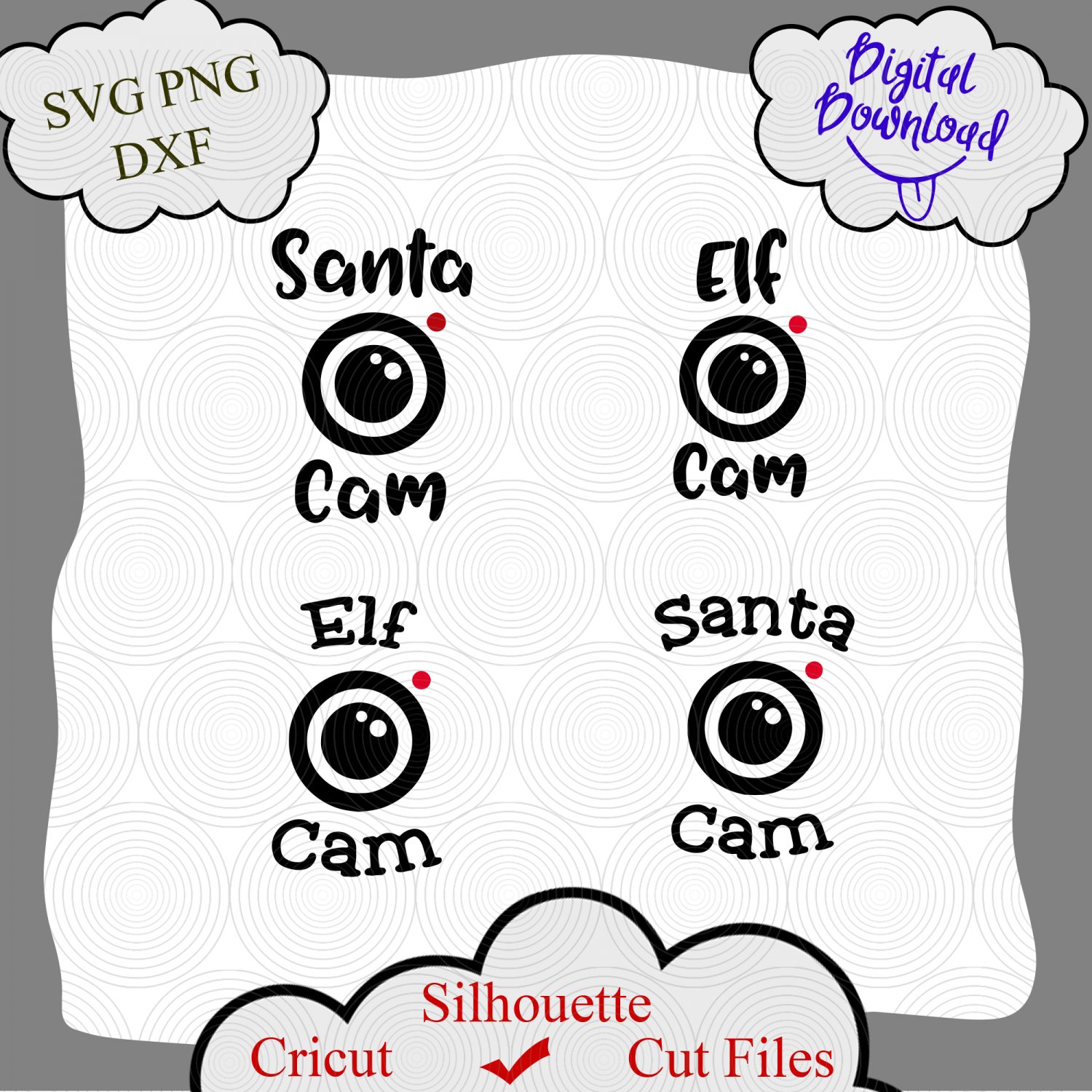 Santa Cam bundle, Santa Cam Svg, Elf Cam Svg, Christmas Svg, Elf Watch Svg, Naughty List Svg