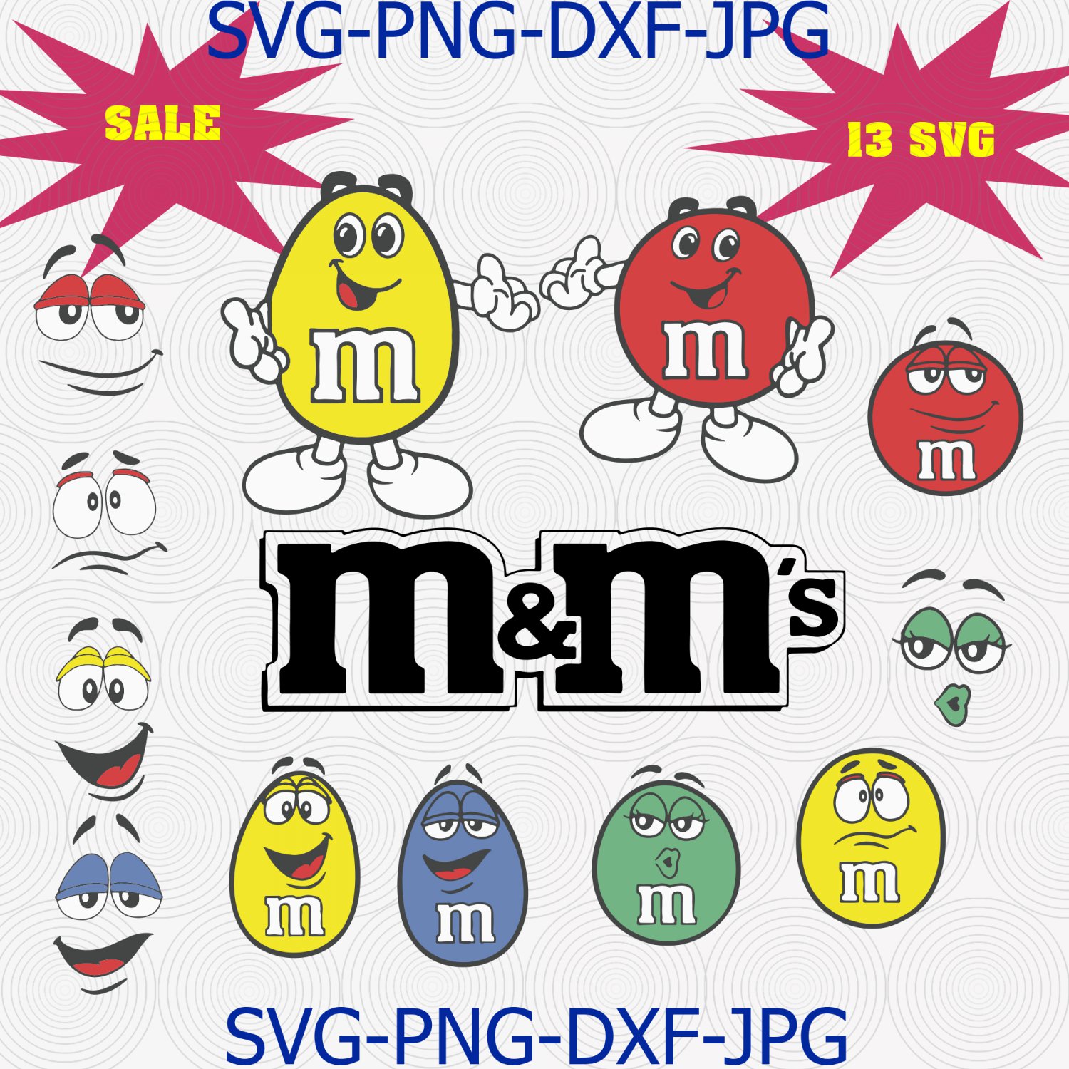 M&M faces bundle SVG, m and m tshirt clipart set, M&M faces shirt, M&m Character svg