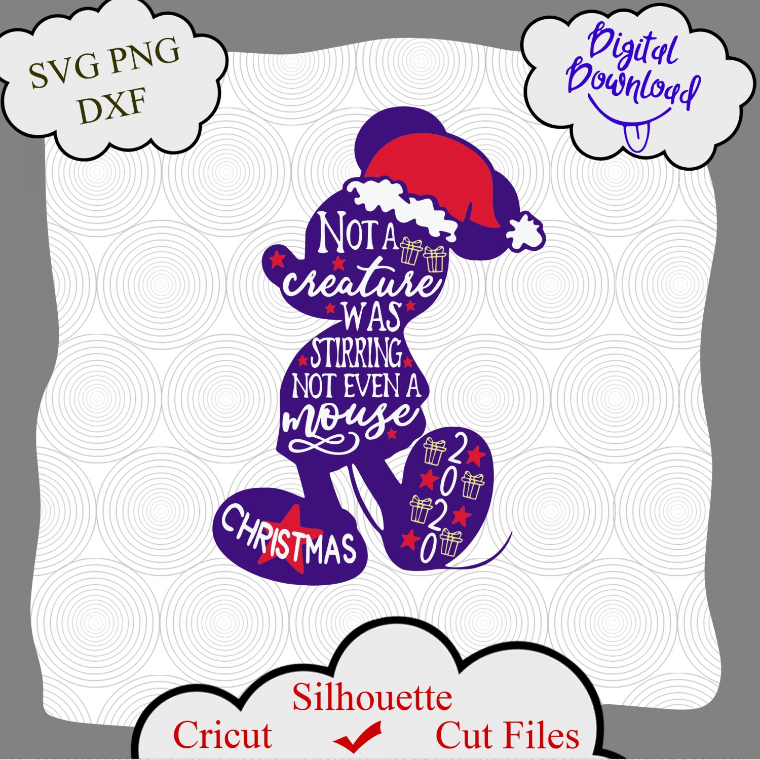 Not a creature was stirring svg, Inspired by Mickey Mouse svg, Disney Shirt, Mickey Santa svg