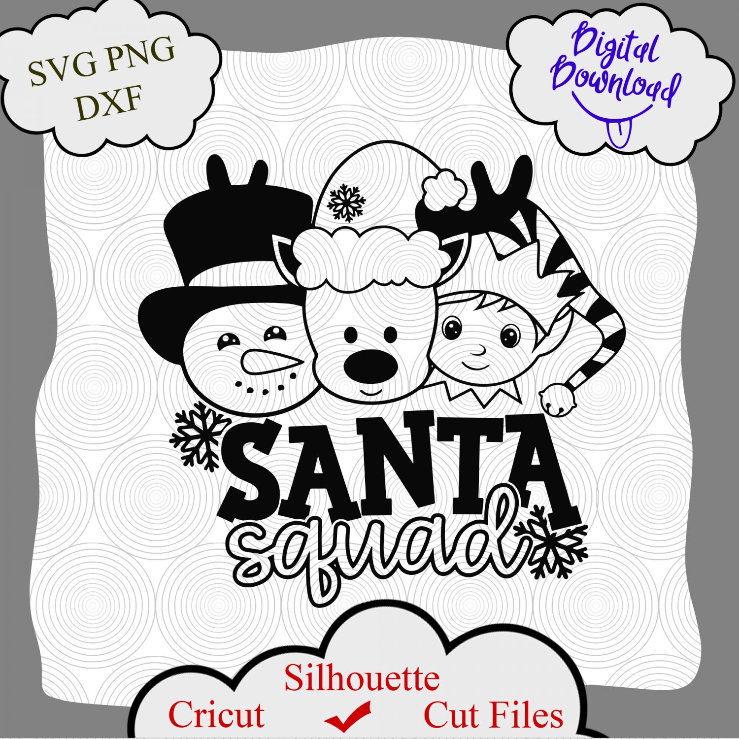 Gift for kid, Christmas SVG, Christmas Squad SVG, Reindeer svg, Elf, Frosty svg, Santa Squad SVG