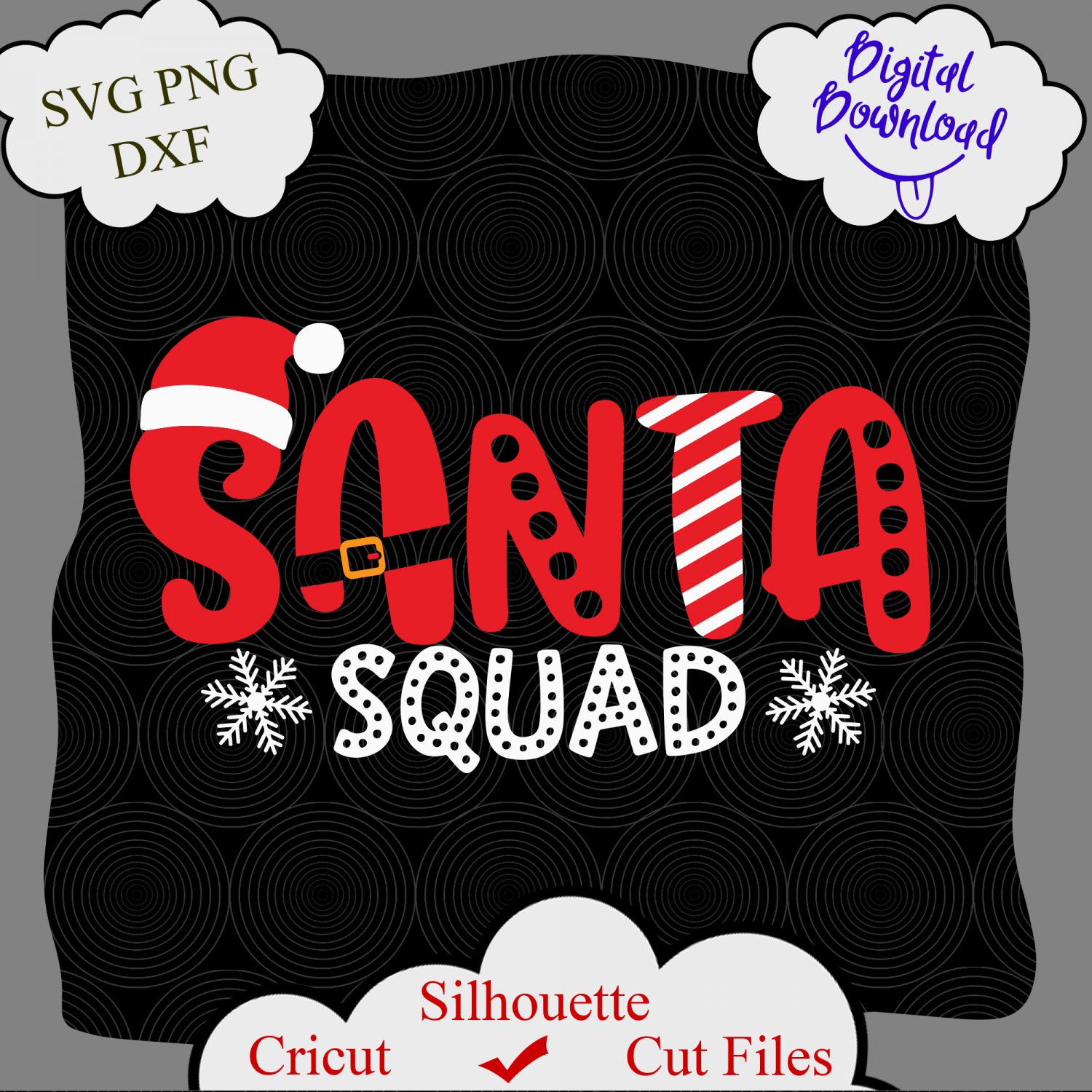 Santa Squad svg, Christmas svg, Santa Hat svg, Christmas Squad png, santa ornament svg, png