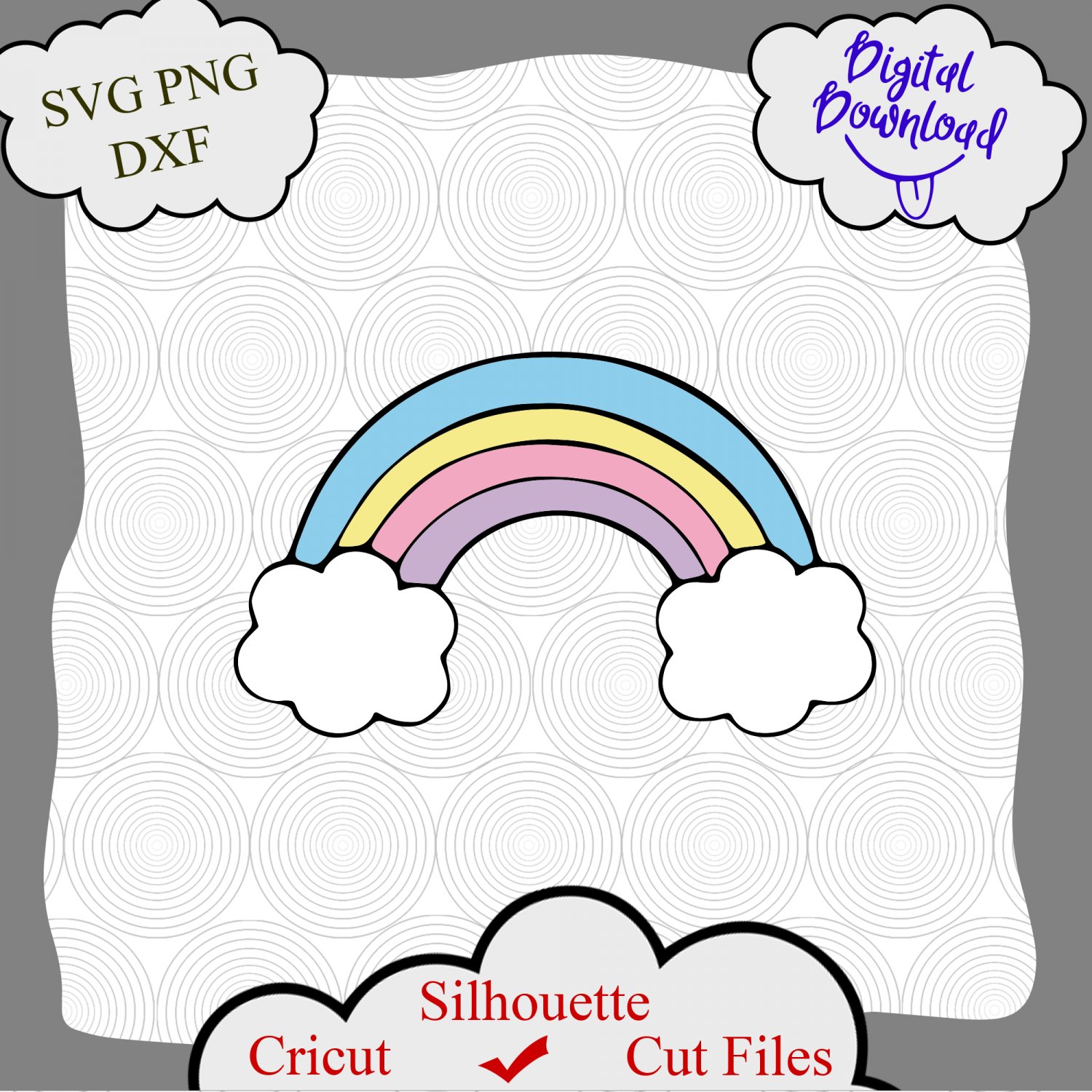 Rainbow Svg, rainbow clouds Svg files for Cricut, Silhouette Iron on design, Unicorn